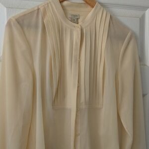 Cream Blouse with Pleated Front